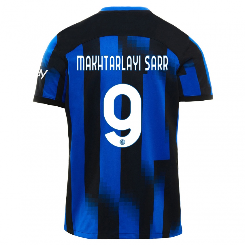 Uomo Maglia Amadou Makhtarlayi Sarr #9 Nero Blu Kit Gara Home 2023/24 Maglietta