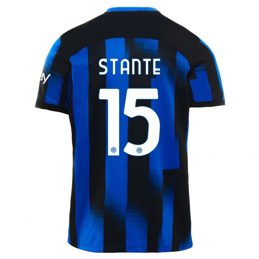 Uomo Maglia Francesco Stante #15 Nero Blu Kit Gara Home 2023/24 Maglietta