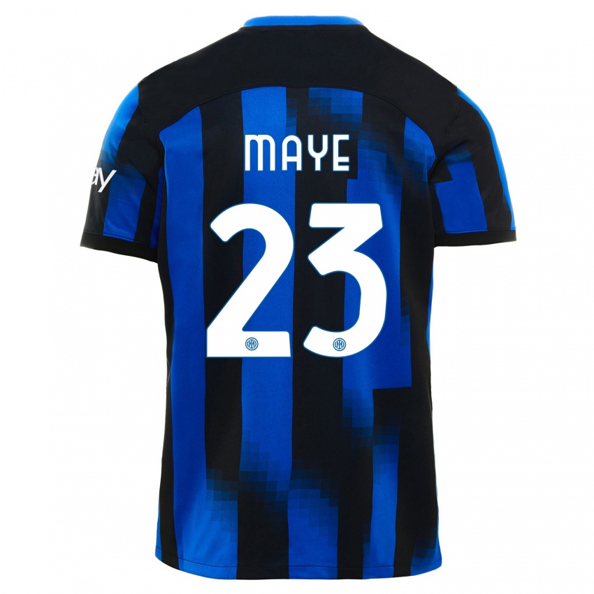 Uomo Maglia Yvan Maye #23 Nero Blu Kit Gara Home 2023/24 Maglietta