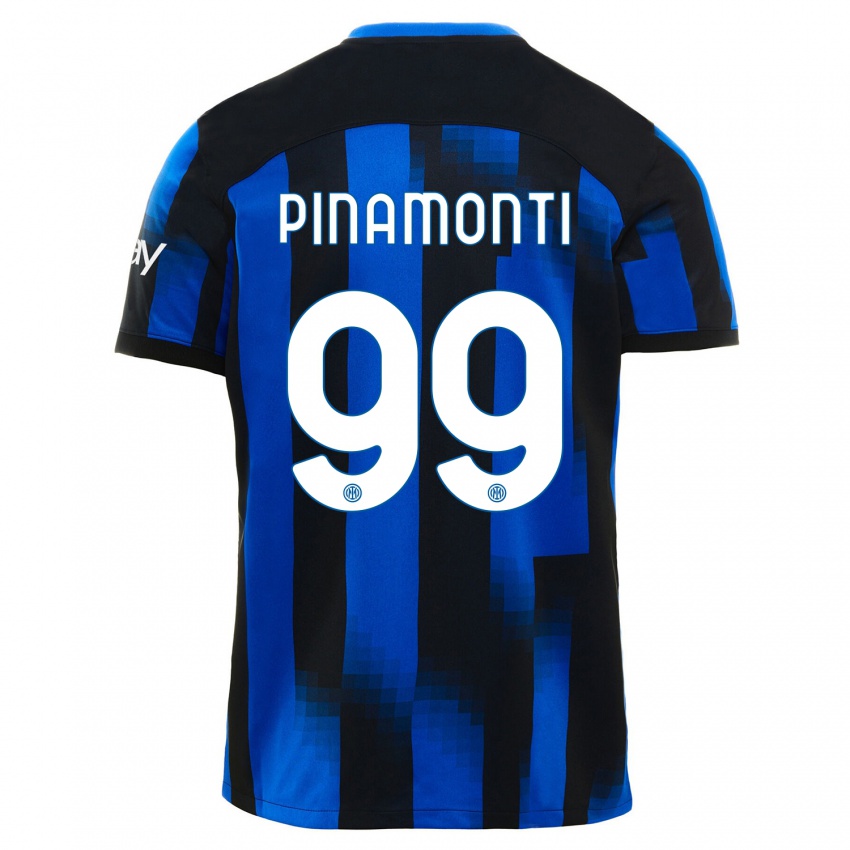 Uomo Maglia Andrea Pinamonti #99 Nero Blu Kit Gara Home 2023/24 Maglietta