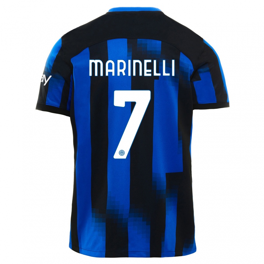 Uomo Maglia Gloria Marinelli #7 Nero Blu Kit Gara Home 2023/24 Maglietta