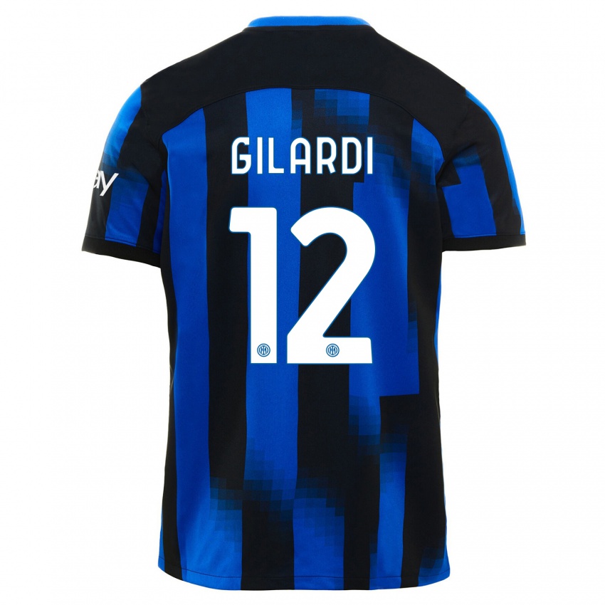 Uomo Maglia Astrid Gilardi #12 Nero Blu Kit Gara Home 2023/24 Maglietta