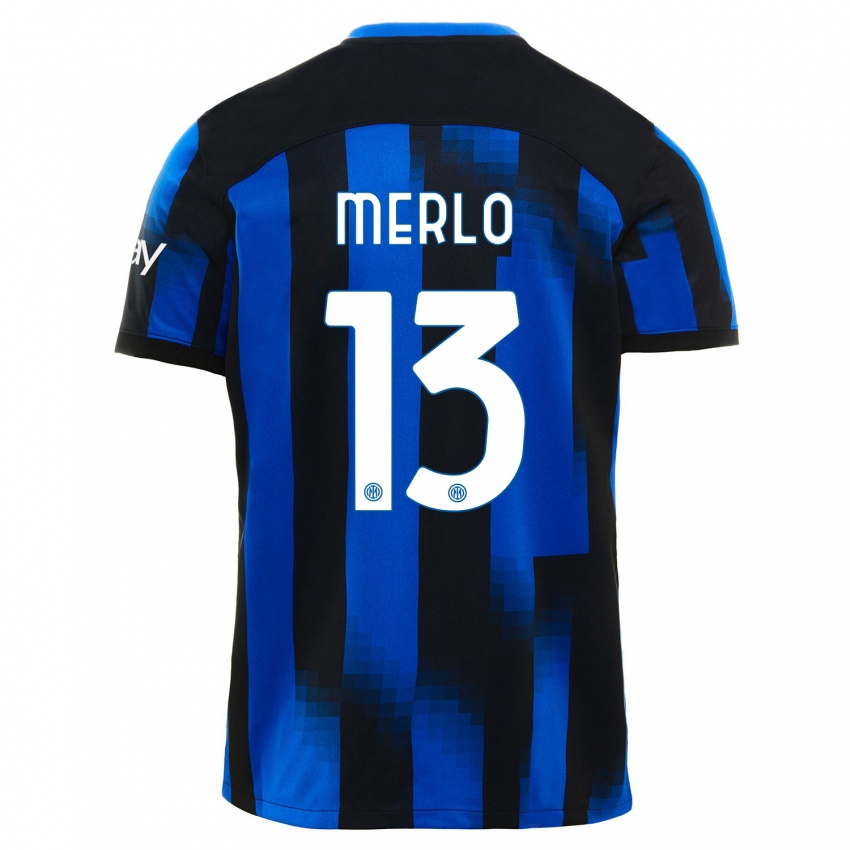 Uomo Maglia Beatrice Merlo #13 Nero Blu Kit Gara Home 2023/24 Maglietta