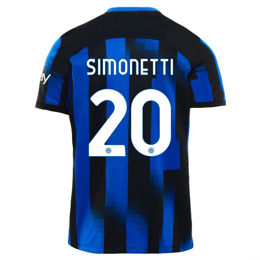 Uomo Maglia Flaminia Simonetti #20 Nero Blu Kit Gara Home 2023/24 Maglietta