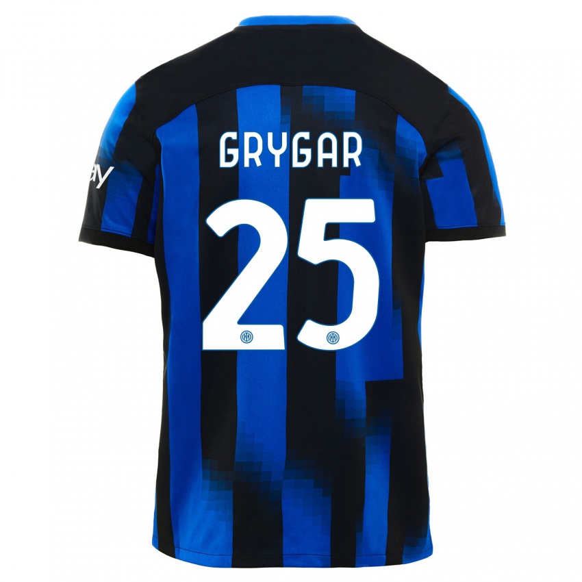 Uomo Maglia Samuel Grygar #25 Nero Blu Kit Gara Home 2023/24 Maglietta