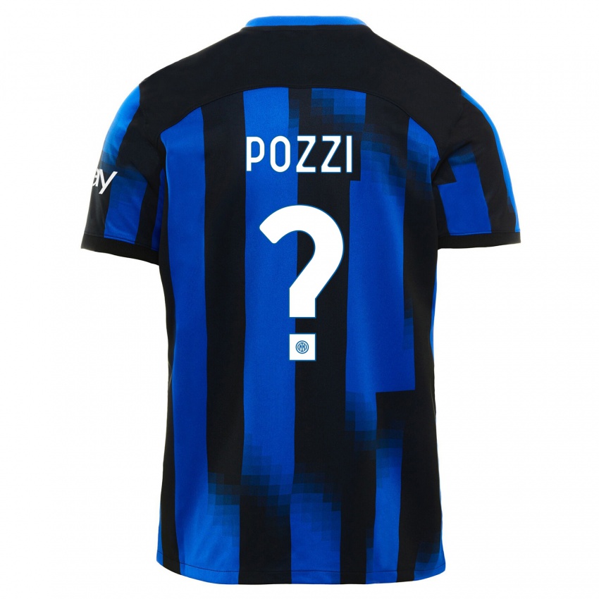 Uomo Maglia Andrea Pozzi #0 Nero Blu Kit Gara Home 2023/24 Maglietta