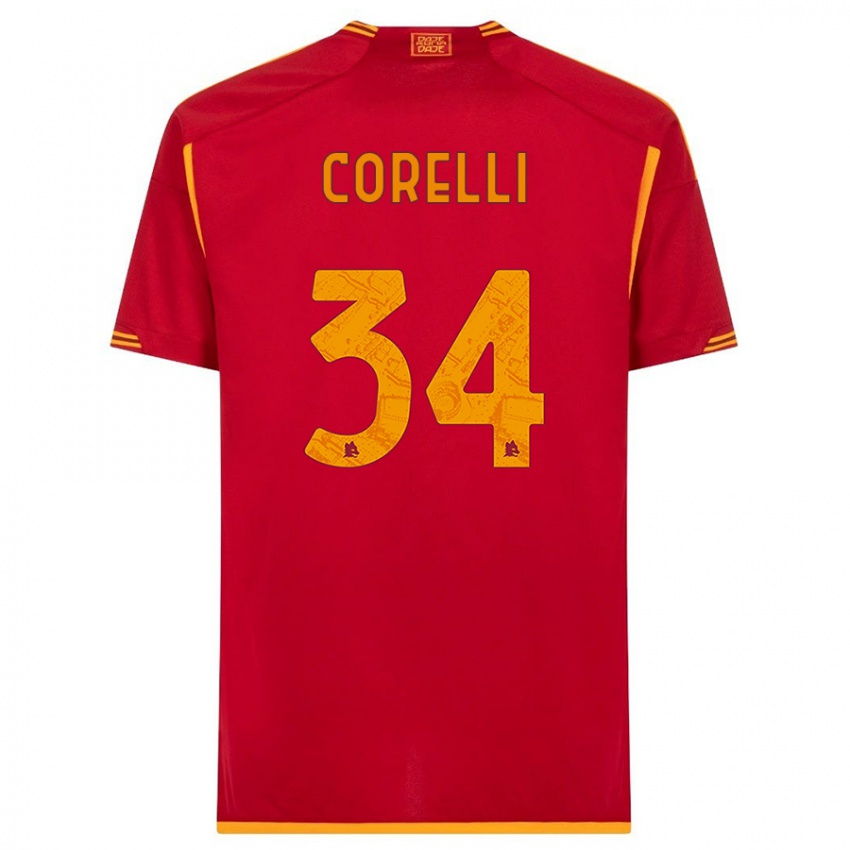 Uomo Maglia Alice Corelli #34 Rosso Kit Gara Home 2023/24 Maglietta