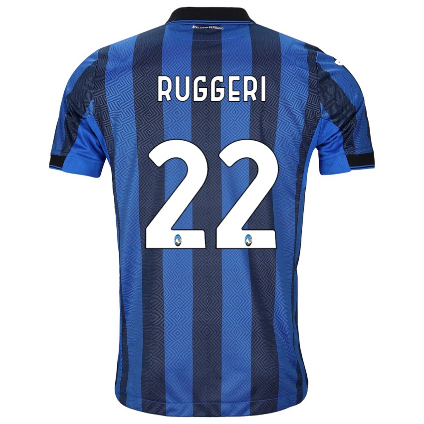 Uomo Maglia Matteo Ruggeri #22 Nero Blu Kit Gara Home 2023/24 Maglietta