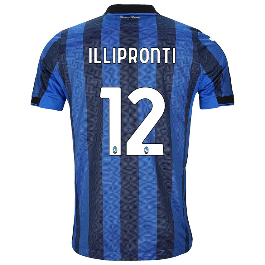 Uomo Maglia Filippo Illipronti #12 Nero Blu Kit Gara Home 2023/24 Maglietta