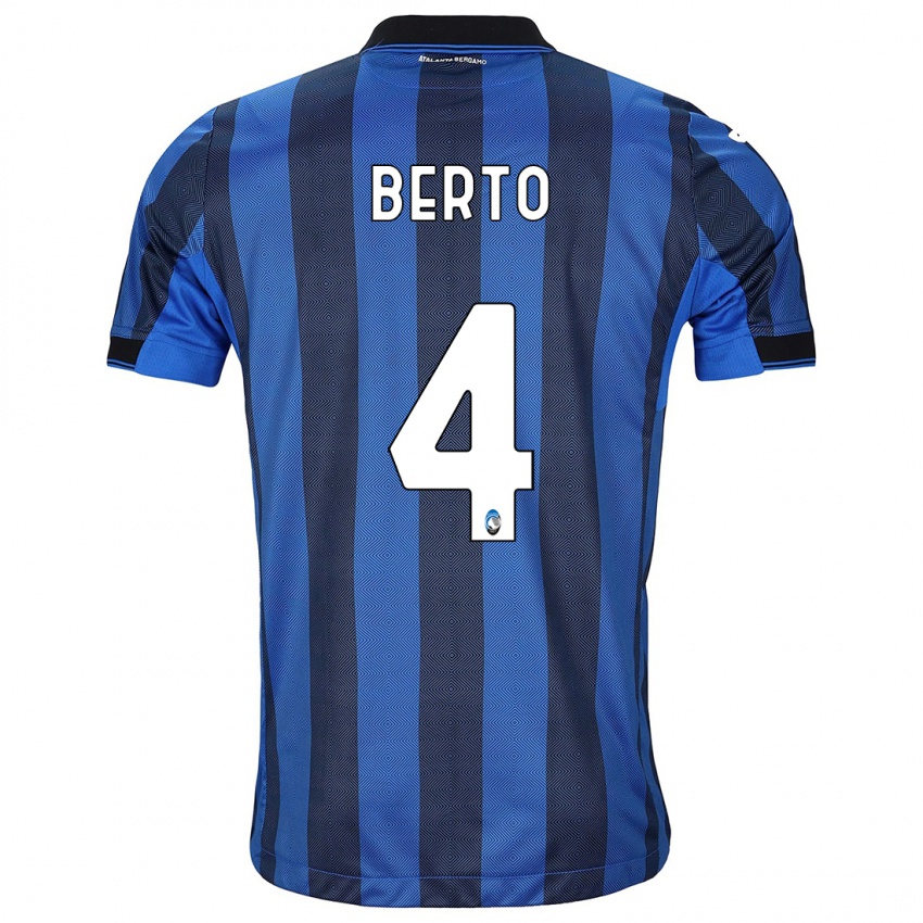 Uomo Maglia Gabriele Berto #4 Nero Blu Kit Gara Home 2023/24 Maglietta