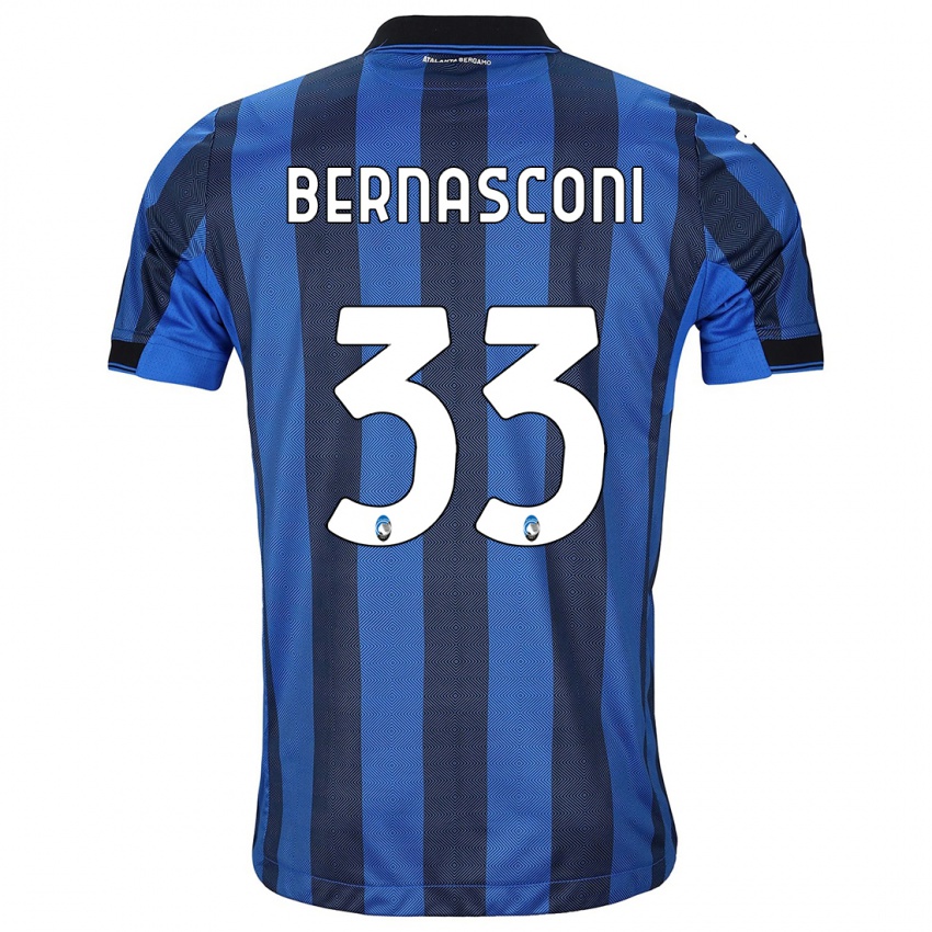 Uomo Maglia Lorenzo Bernasconi #33 Nero Blu Kit Gara Home 2023/24 Maglietta