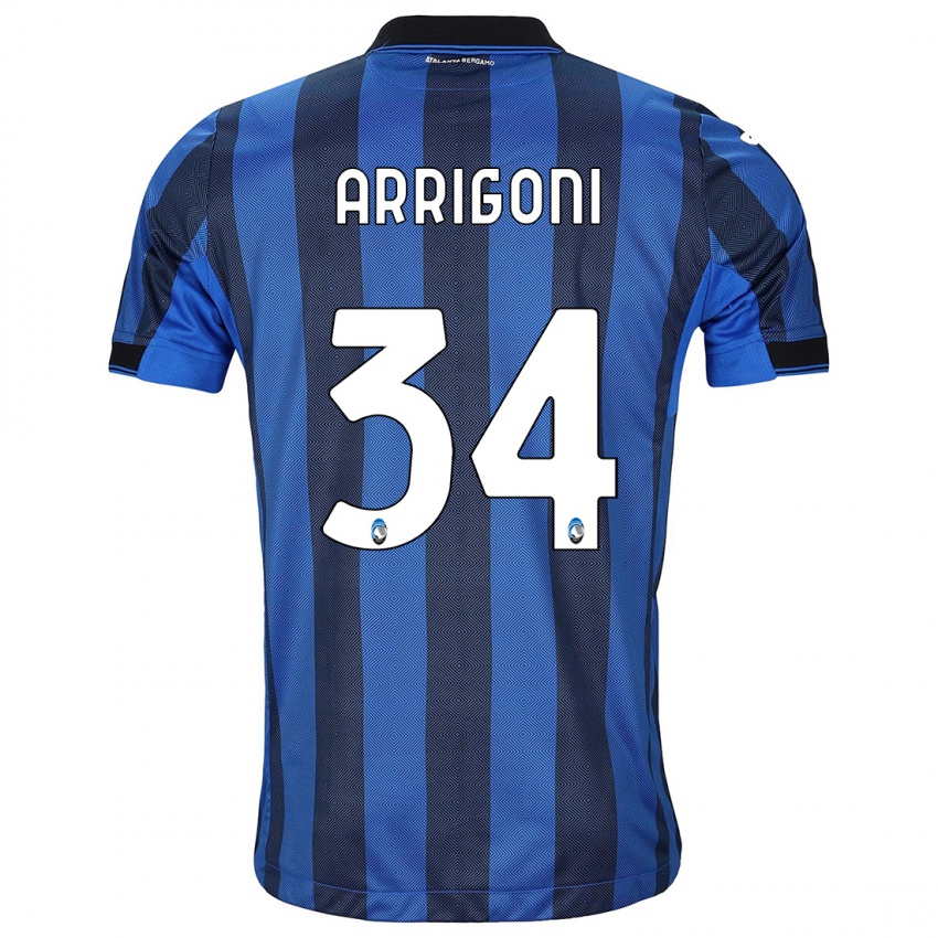 Uomo Maglia Mattia Arrigoni #34 Nero Blu Kit Gara Home 2023/24 Maglietta