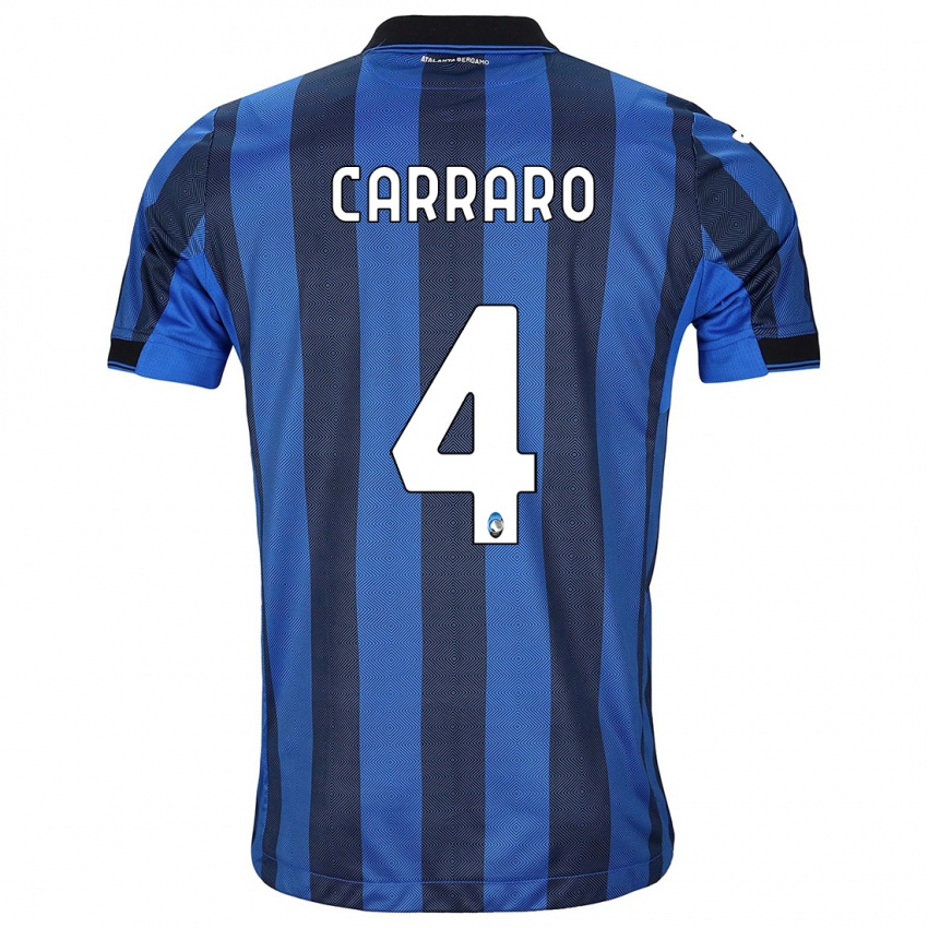 Uomo Maglia Marco Carraro #4 Nero Blu Kit Gara Home 2023/24 Maglietta