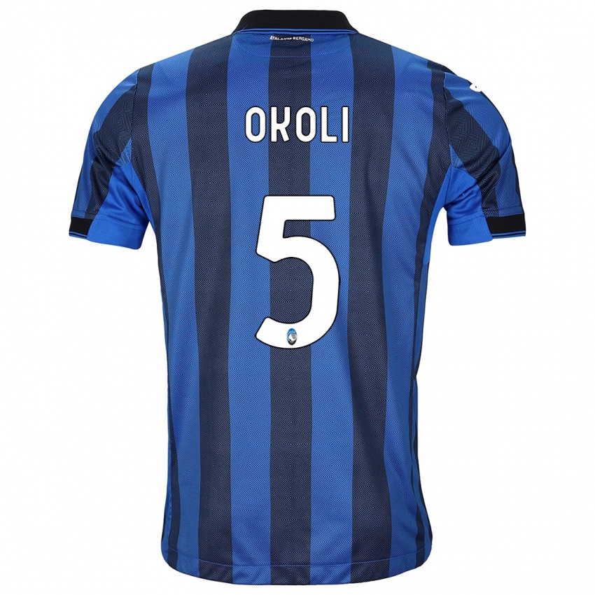 Uomo Maglia Caleb Okoli #5 Nero Blu Kit Gara Home 2023/24 Maglietta