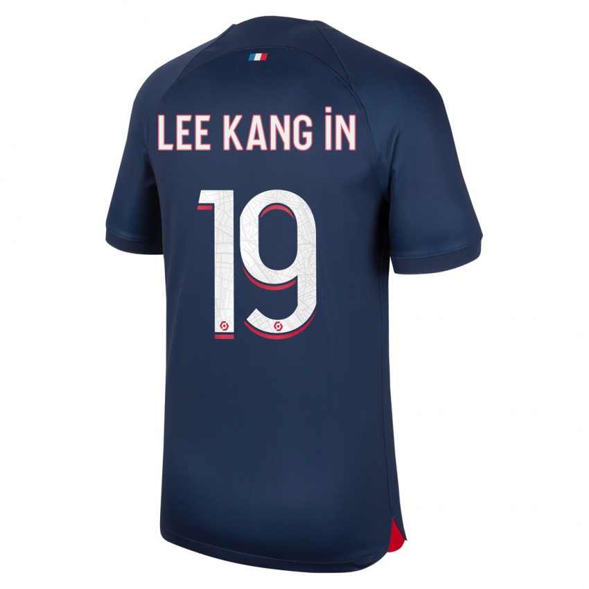 Uomo Maglia Kang-In Lee #19 Blu Rosso Kit Gara Home 2023/24 Maglietta