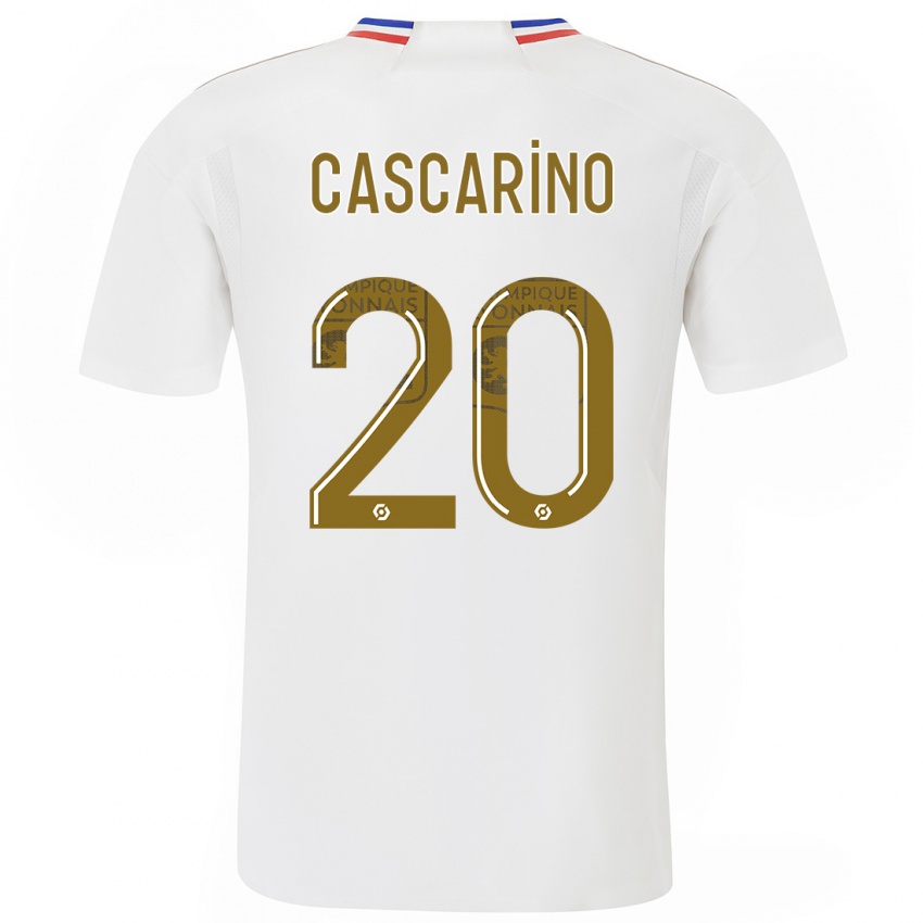 Uomo Maglia Delphine Cascarino #20 Bianco Kit Gara Home 2023/24 Maglietta