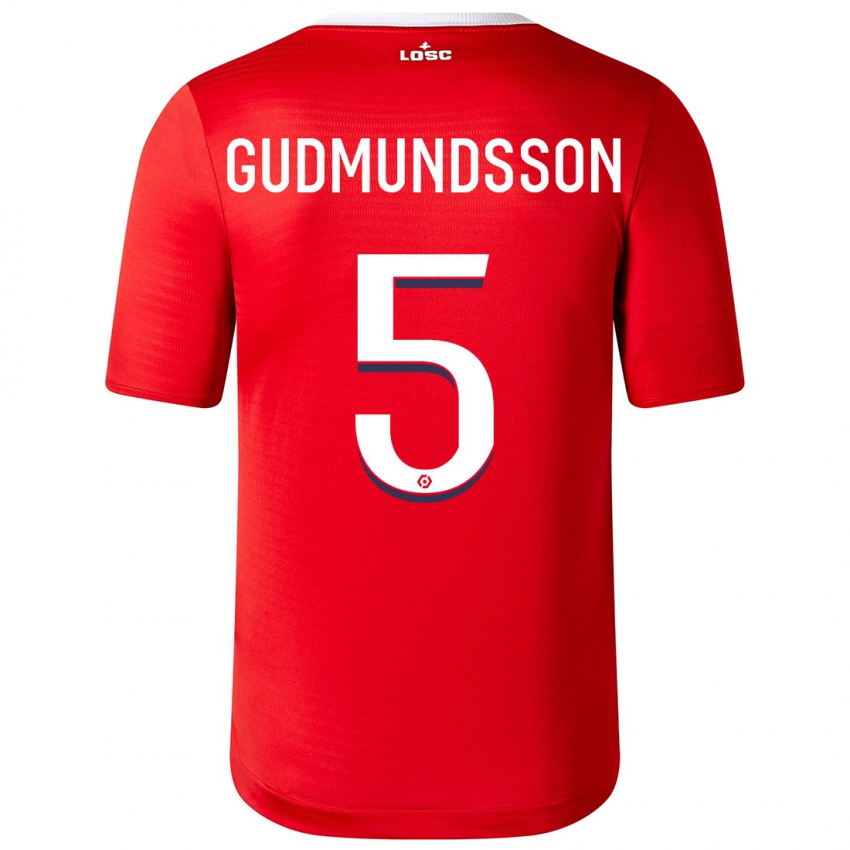 Uomo Maglia Gabriel Gudmundsson #5 Rosso Kit Gara Home 2023/24 Maglietta