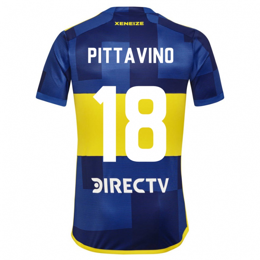 Uomo Maglia Rodrigo Pittavino #18 Blu Scuro Giallo Kit Gara Home 2023/24 Maglietta