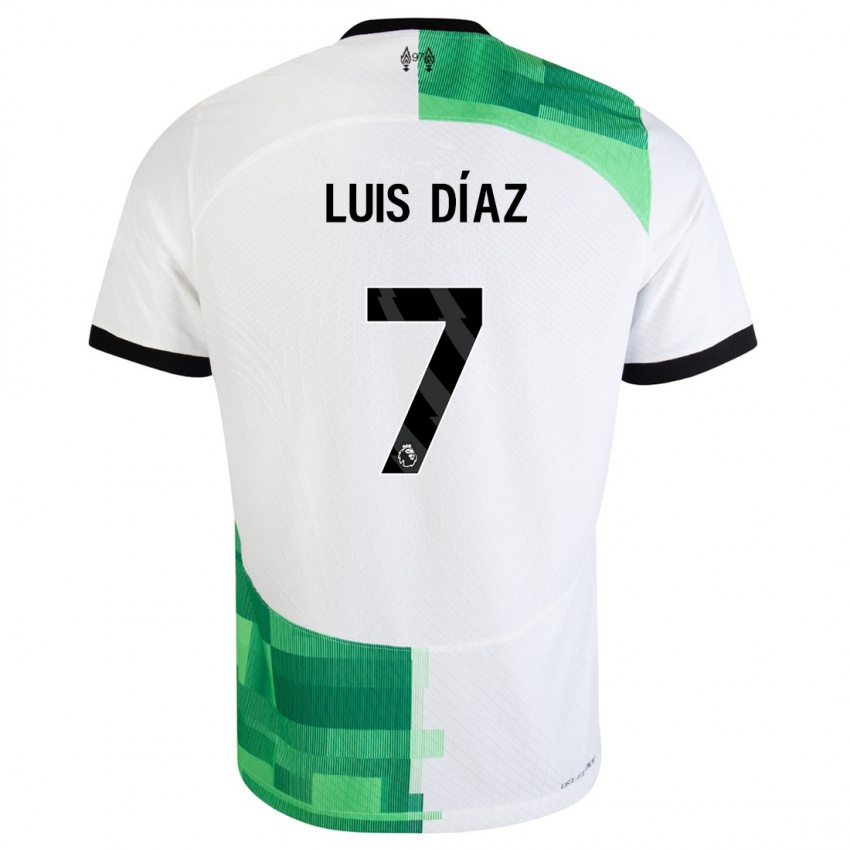 Uomo Maglia Luis Diaz #7 Bianco Verde Kit Gara Away 2023/24 Maglietta
