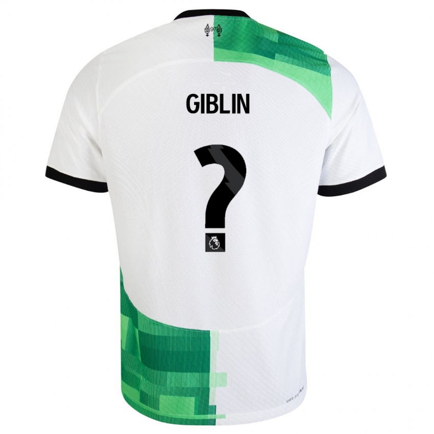 Uomo Maglia Nathan Giblin #0 Bianco Verde Kit Gara Away 2023/24 Maglietta