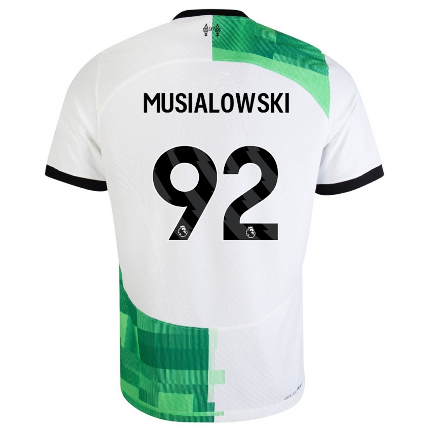 Uomo Maglia Mateusz Musialowski #92 Bianco Verde Kit Gara Away 2023/24 Maglietta