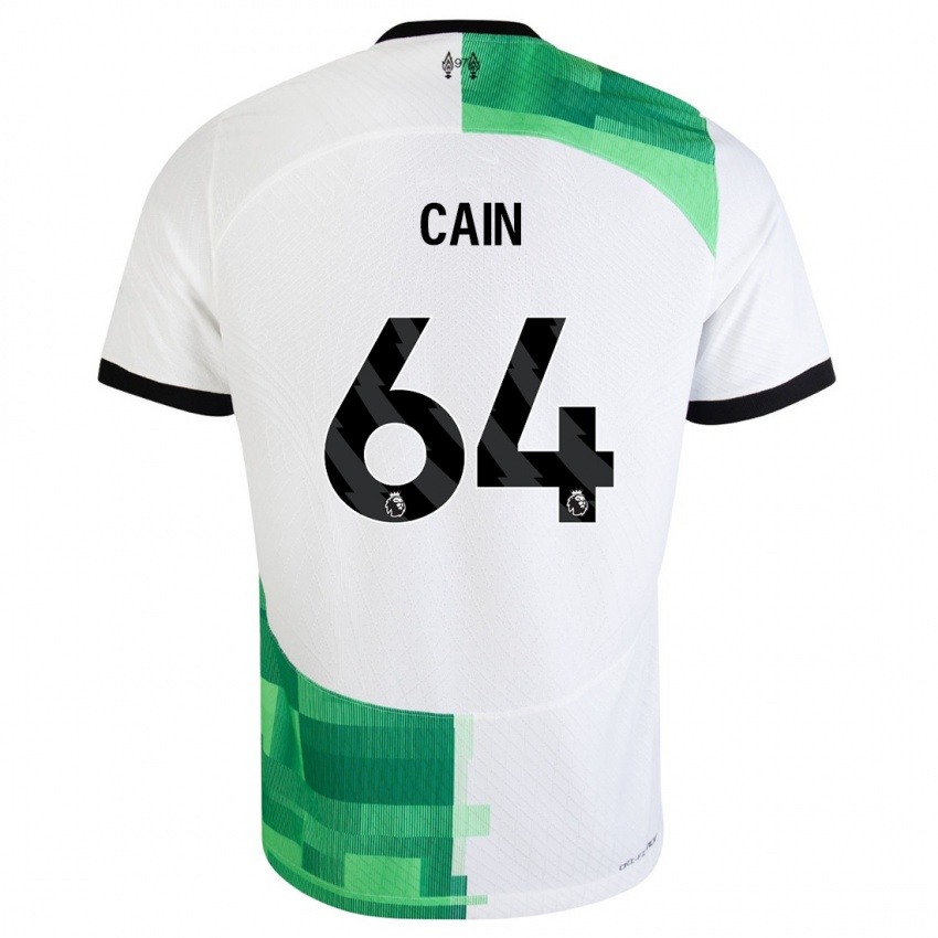 Uomo Maglia Jake Cain #64 Bianco Verde Kit Gara Away 2023/24 Maglietta