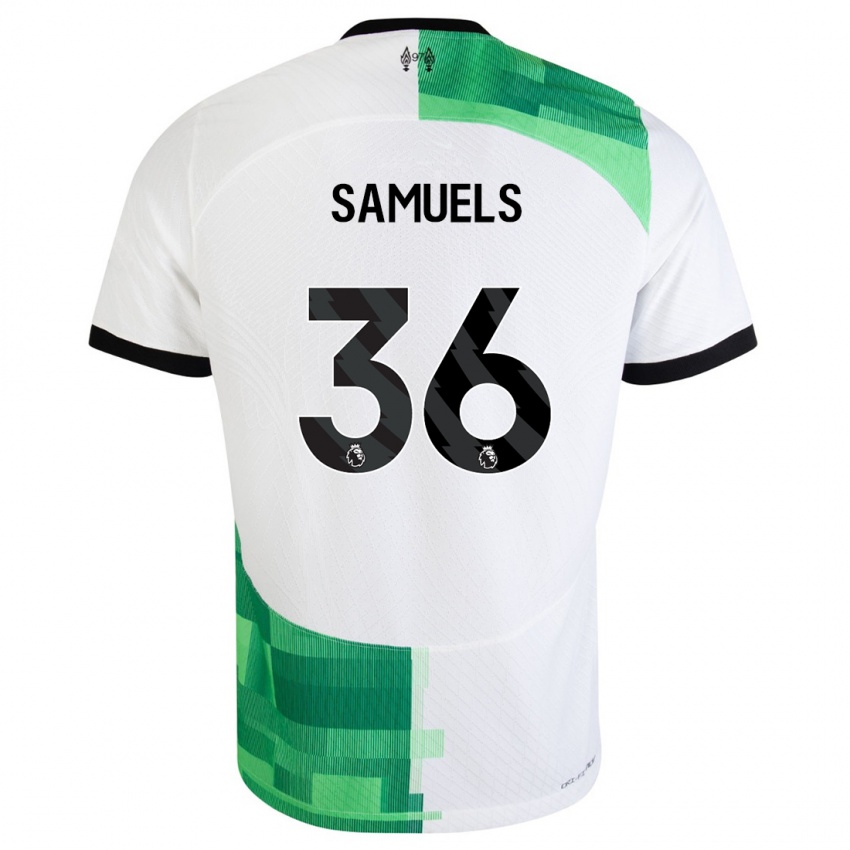 Uomo Maglia Kerron Samuels #36 Bianco Verde Kit Gara Away 2023/24 Maglietta