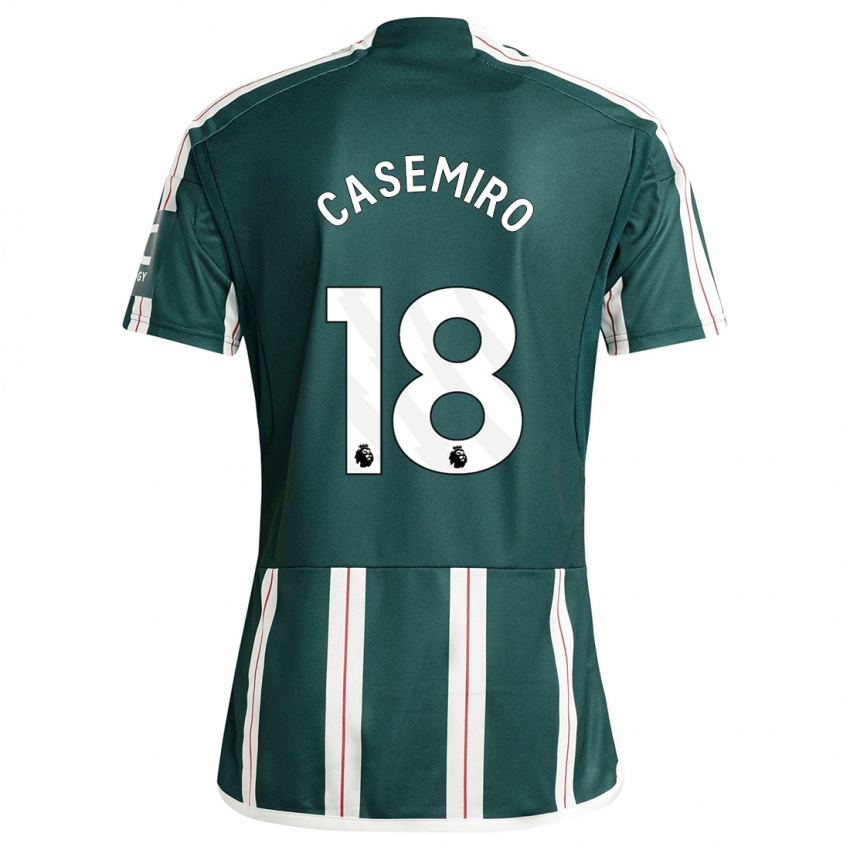 Uomo Maglia Casemiro #18 Verde Scuro Kit Gara Away 2023/24 Maglietta