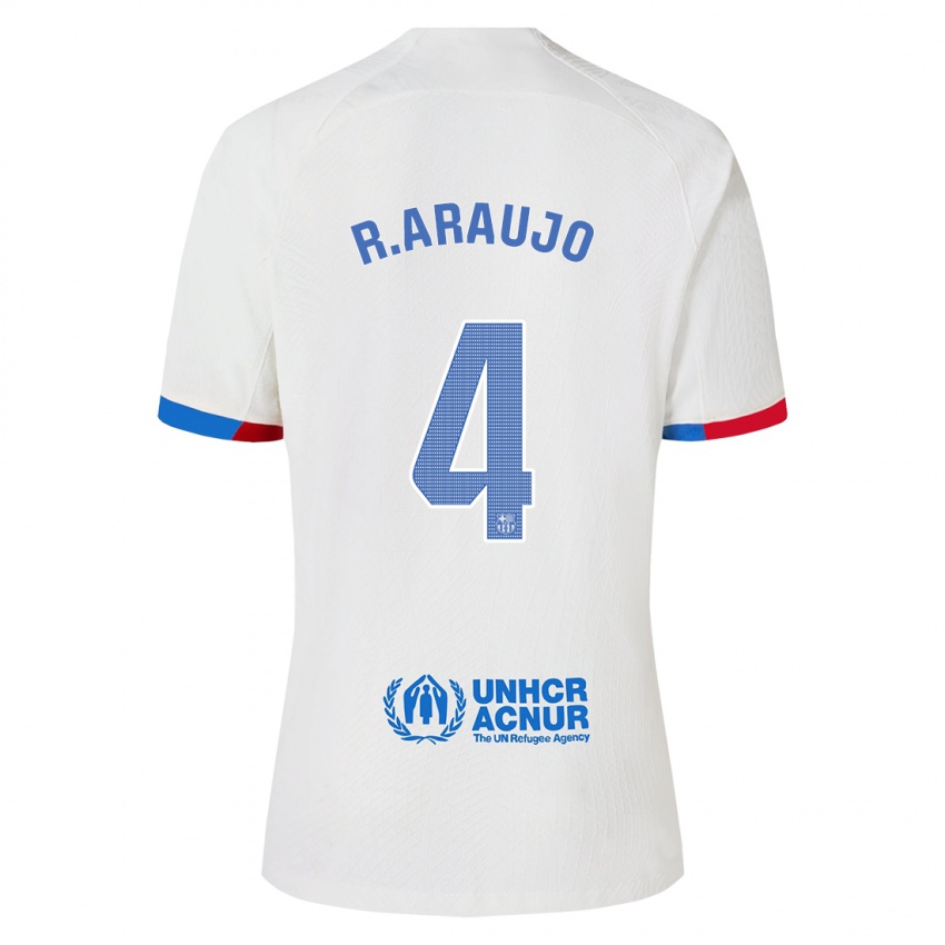 Uomo Maglia Ronald Araujo #4 Bianco Kit Gara Away 2023/24 Maglietta