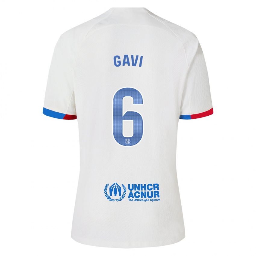 Uomo Maglia Gavi #6 Bianco Kit Gara Away 2023/24 Maglietta