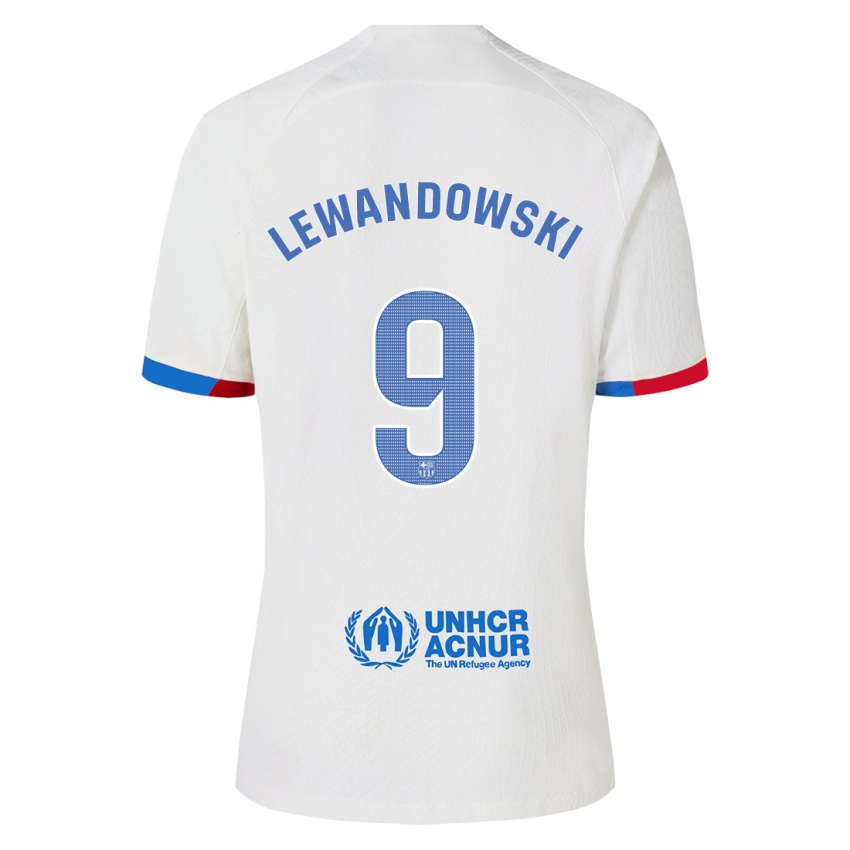 Uomo Maglia Robert Lewandowski #9 Bianco Kit Gara Away 2023/24 Maglietta