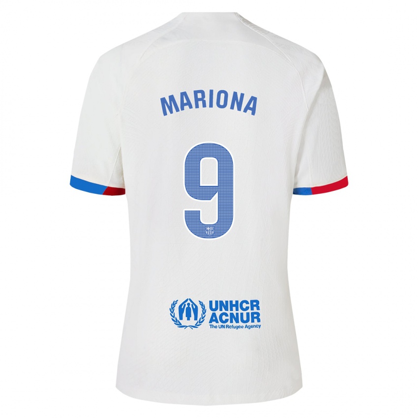 Uomo Maglia Mariona Caldentey #9 Bianco Kit Gara Away 2023/24 Maglietta