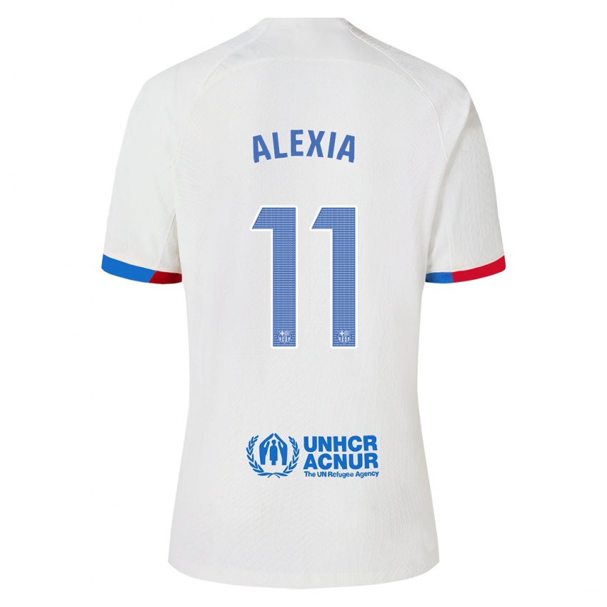 Uomo Maglia Alexia Putellas #11 Bianco Kit Gara Away 2023/24 Maglietta