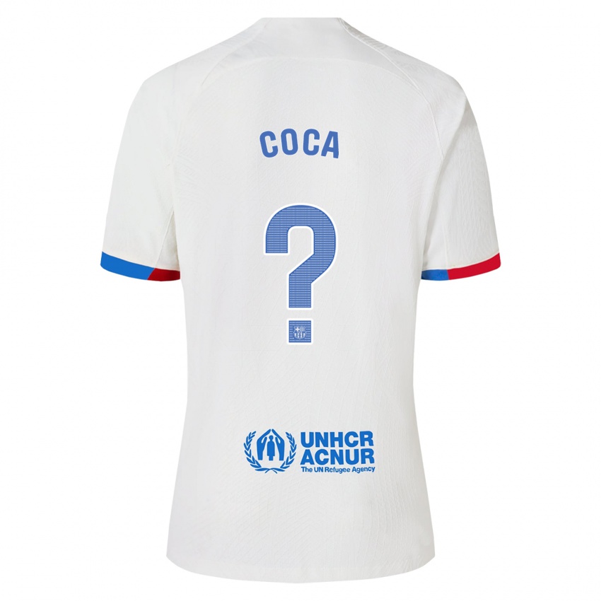 Uomo Maglia Jordi Coca #0 Bianco Kit Gara Away 2023/24 Maglietta