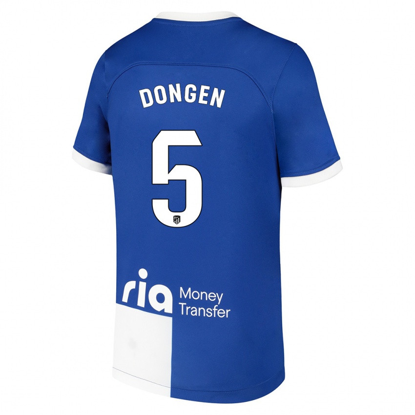 Uomo Maglia Merel Van Dongen #5 Blu Bianco Kit Gara Away 2023/24 Maglietta