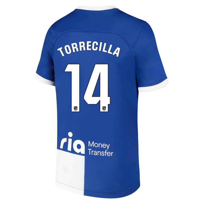 Uomo Maglia Virginia Torrecilla #14 Blu Bianco Kit Gara Away 2023/24 Maglietta
