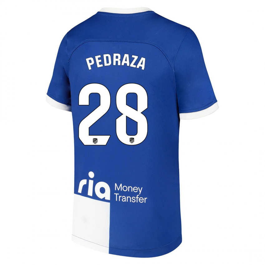 Uomo Maglia Alfredo Pedraza #28 Blu Bianco Kit Gara Away 2023/24 Maglietta