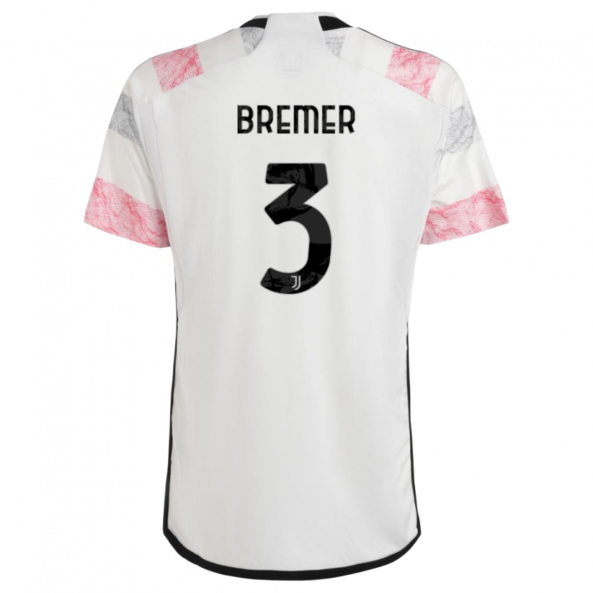 Uomo Maglia Bremer #3 Bianco Rosa Kit Gara Away 2023/24 Maglietta