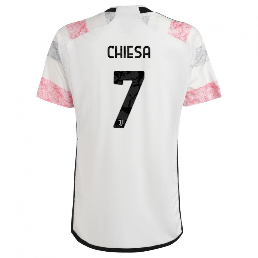 Uomo Maglia Federico Chiesa #7 Bianco Rosa Kit Gara Away 2023/24 Maglietta
