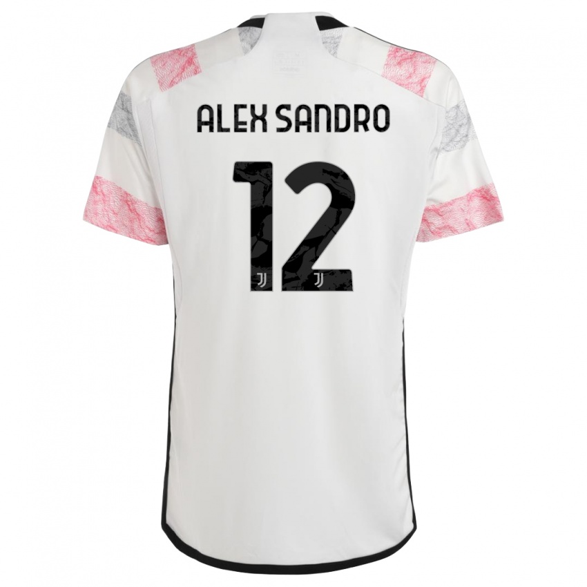 Uomo Maglia Alex Sandro #12 Bianco Rosa Kit Gara Away 2023/24 Maglietta