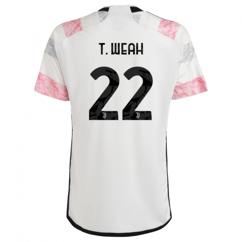 Uomo Maglia Timothy Weah #22 Bianco Rosa Kit Gara Away 2023/24 Maglietta