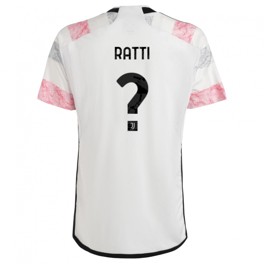 Uomo Maglia Leonardo Ratti #0 Bianco Rosa Kit Gara Away 2023/24 Maglietta