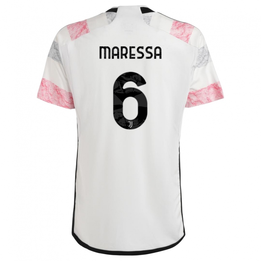 Uomo Maglia Tommaso Maressa #6 Bianco Rosa Kit Gara Away 2023/24 Maglietta