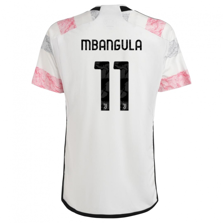 Uomo Maglia Samuel Mbangula #11 Bianco Rosa Kit Gara Away 2023/24 Maglietta