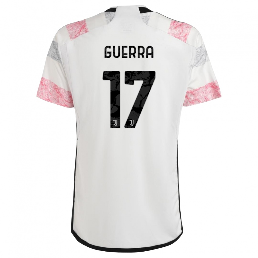 Uomo Maglia Simone Guerra #17 Bianco Rosa Kit Gara Away 2023/24 Maglietta