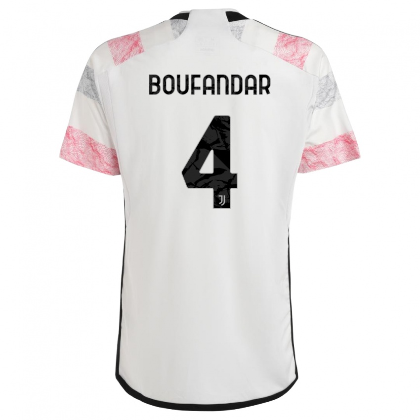 Uomo Maglia Adam Boufandar #4 Bianco Rosa Kit Gara Away 2023/24 Maglietta