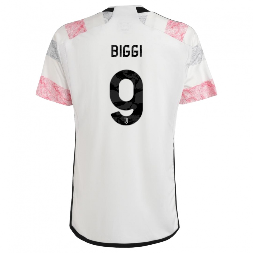 Uomo Maglia Silvano Biggi #9 Bianco Rosa Kit Gara Away 2023/24 Maglietta