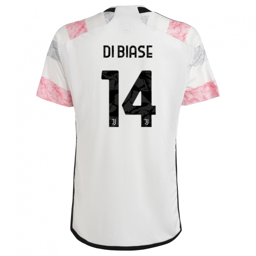 Uomo Maglia Gianmarco Di Biase #14 Bianco Rosa Kit Gara Away 2023/24 Maglietta