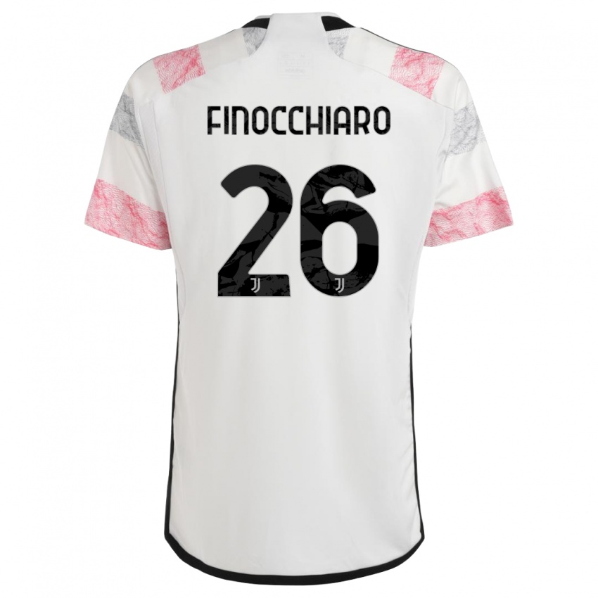 Uomo Maglia Gabriele Finocchiaro #26 Bianco Rosa Kit Gara Away 2023/24 Maglietta