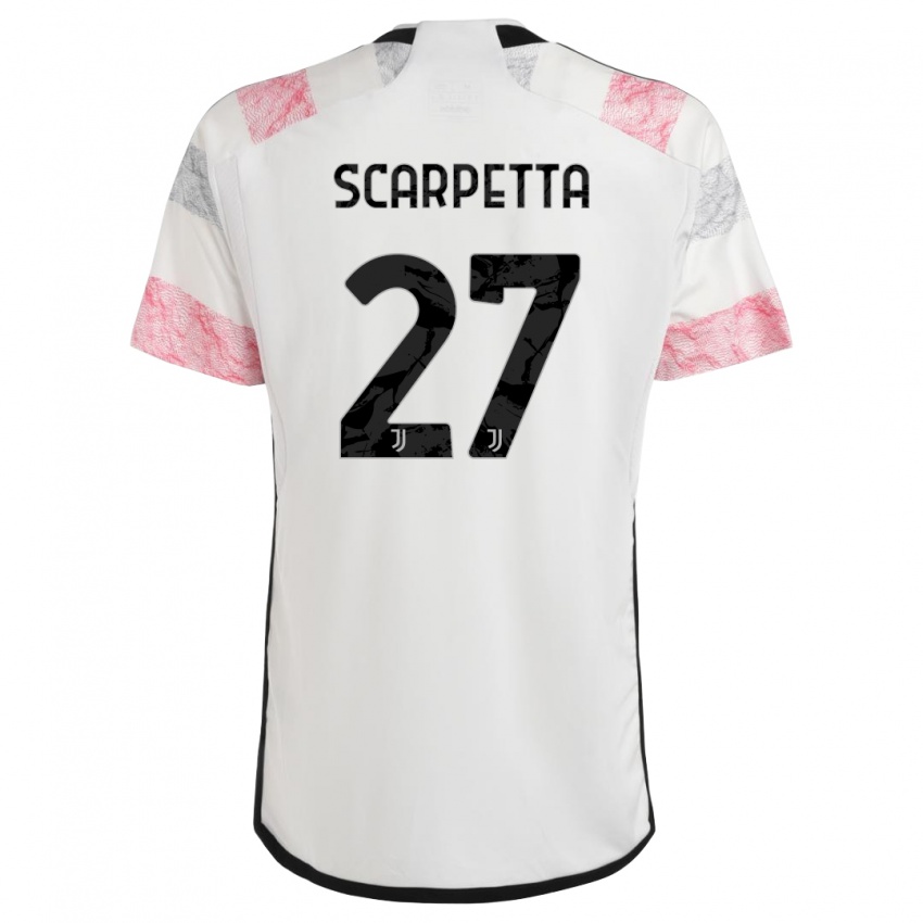 Uomo Maglia Jacopo Scarpetta #27 Bianco Rosa Kit Gara Away 2023/24 Maglietta